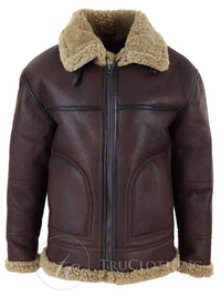 Chaqueta de aviador de piel de oveja para hombre