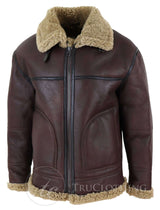 Chaqueta de aviador de piel de oveja para hombre