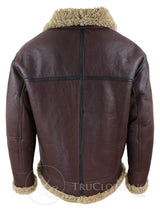 Chaqueta de aviador de piel de oveja para hombre