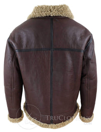 Chaqueta de aviador de piel de oveja para hombre