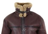 Chaqueta de aviador de piel de oveja para hombre