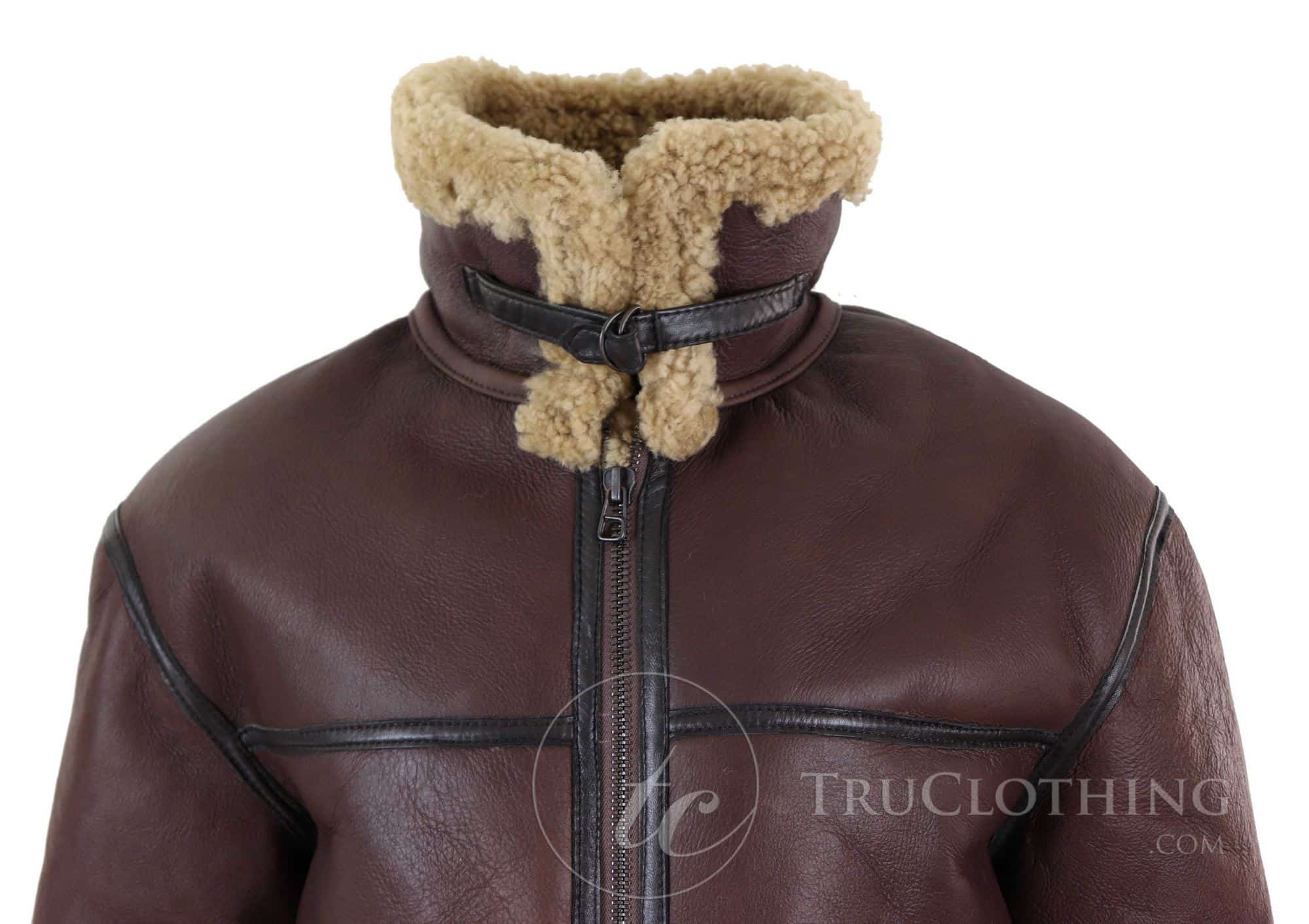 Chaqueta de aviador de piel de oveja para hombre