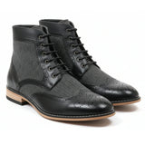Botines de tobillo tipo brogue con puntera de ala para hombre