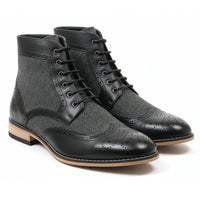 Botines de tobillo tipo brogue con puntera de ala para hombre