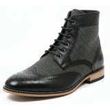 Botines de tobillo tipo brogue con puntera de ala para hombre