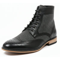 Botines de tobillo tipo brogue con puntera de ala para hombre