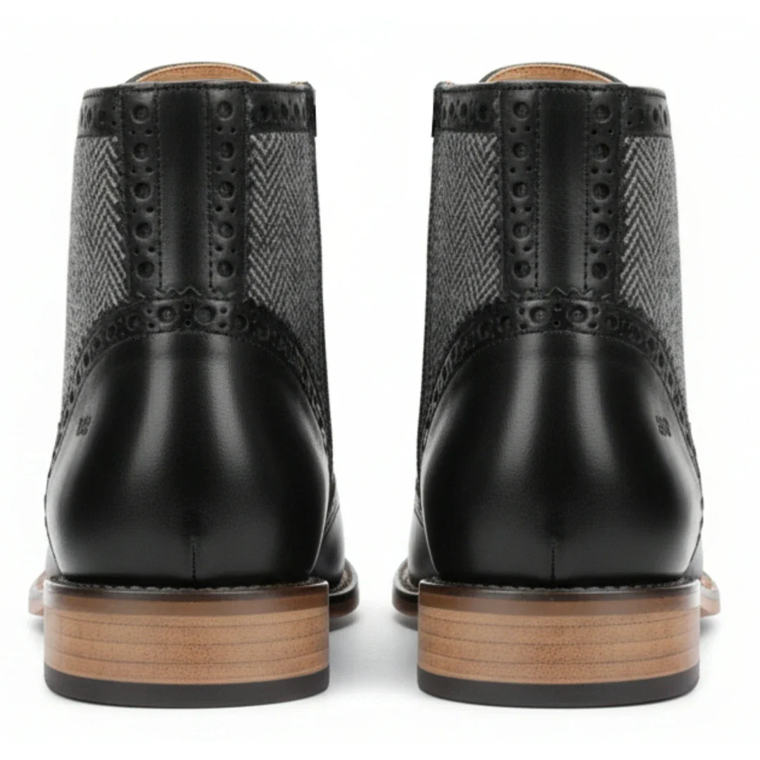 Botines de tobillo tipo brogue con puntera de ala para hombre