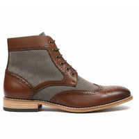 Botines de tobillo tipo brogue con puntera de ala para hombre
