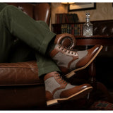 Botines de tobillo tipo brogue con puntera de ala para hombre