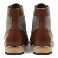 Botines de tobillo tipo brogue con puntera de ala para hombre
