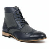Botines de tobillo tipo brogue con puntera de ala para hombre