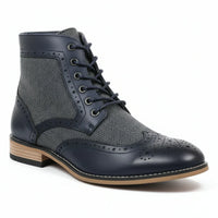 Botines de tobillo tipo brogue con puntera de ala para hombre