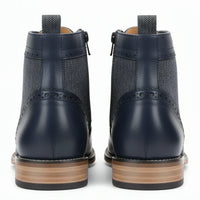 Botines de tobillo tipo brogue con puntera de ala para hombre