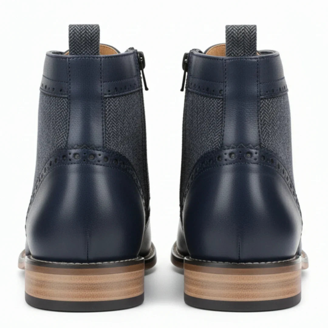 Botines de tobillo tipo brogue con puntera de ala para hombre