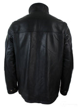 Chaqueta safari de cuero auténtico para hombre, 3/4, con cremallera doble extraíble, color negro.