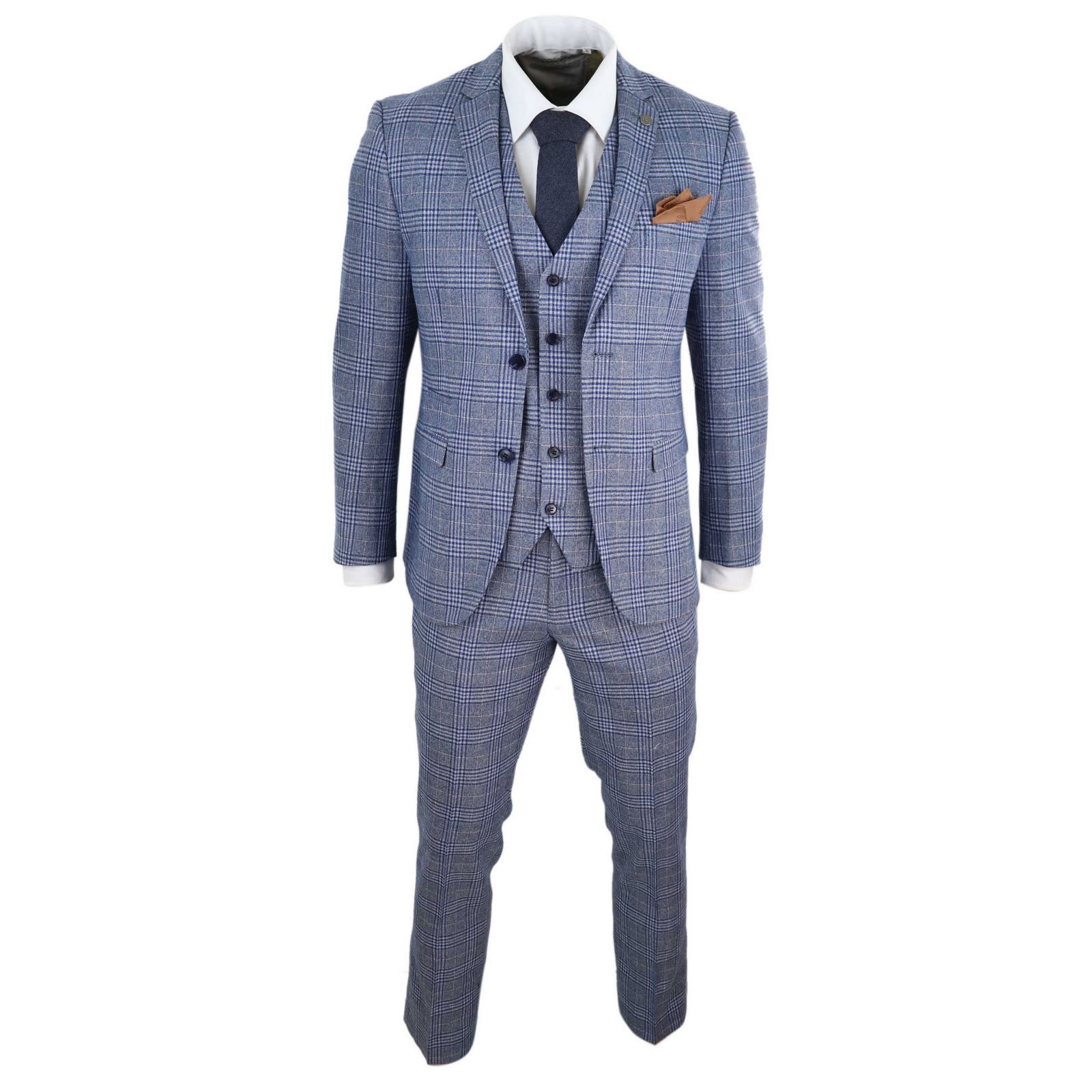 Traje vintage de 3 piezas azul grisáceo para hombre - Paul Andrew Victor