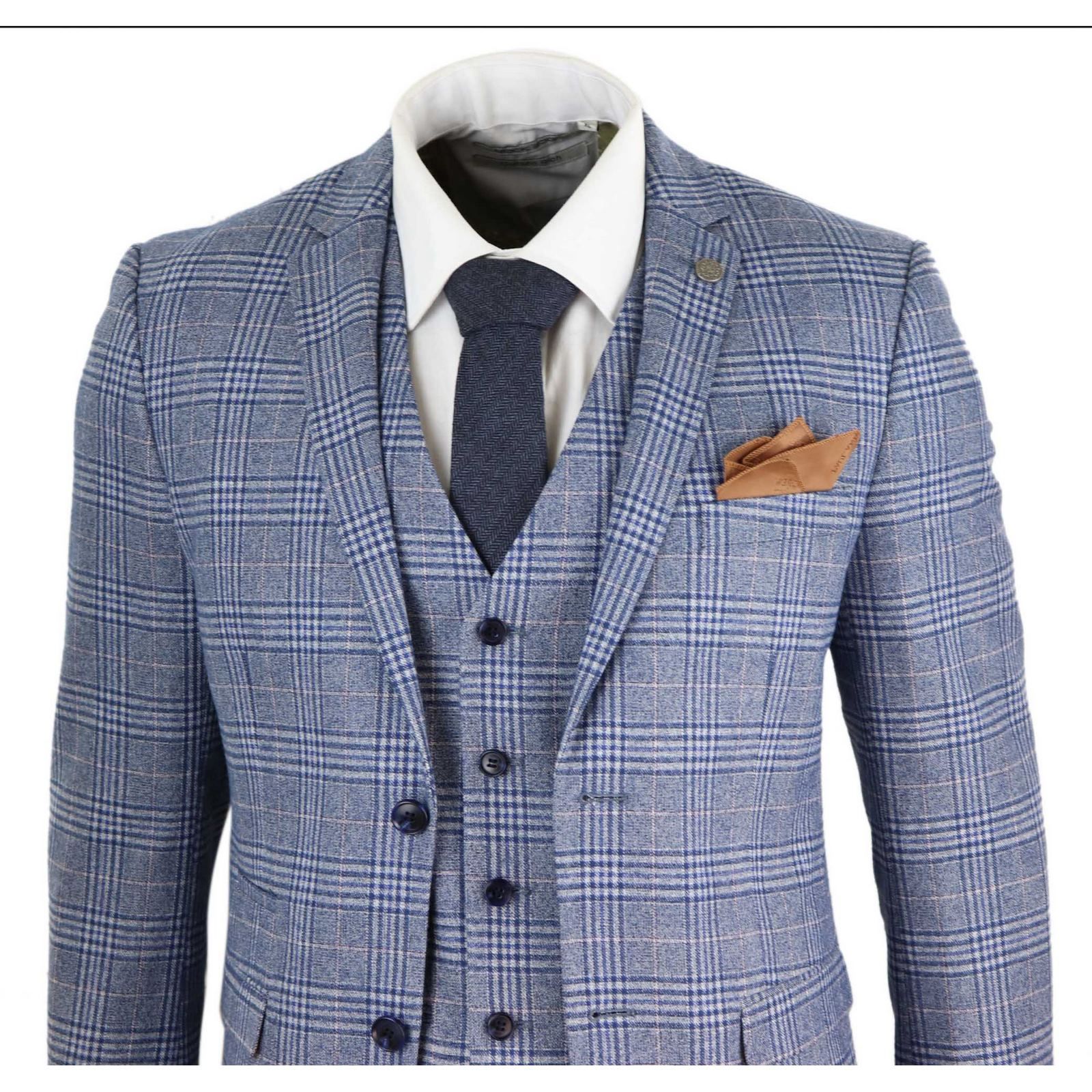 Traje vintage de 3 piezas azul grisáceo para hombre - Paul Andrew Victor
