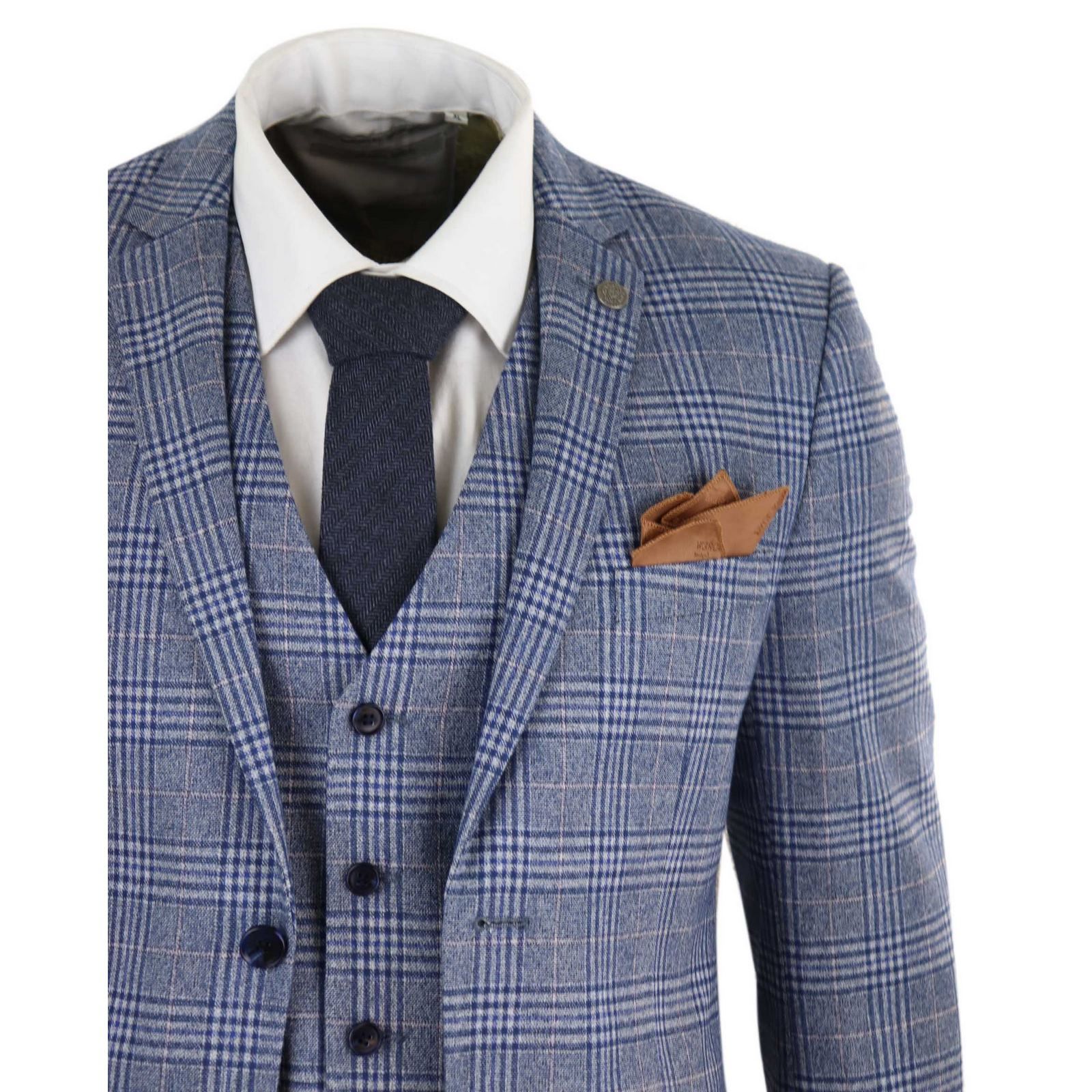Traje vintage de 3 piezas azul grisáceo para hombre - Paul Andrew Victor