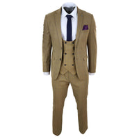 Traje de hombre de 3 piezas color marrón claro con chaleco cruzado - Paul Andrew Ford