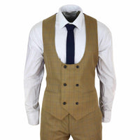 Traje de hombre de 3 piezas color marrón claro con chaleco cruzado - Paul Andrew Ford