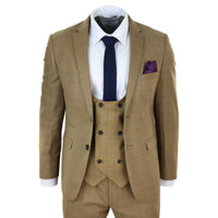 Traje de hombre de 3 piezas color marrón claro con chaleco cruzado - Paul Andrew Ford