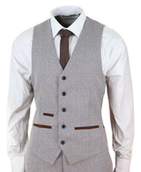 Traje de tres piezas de tweed a cuadros para hombre - Color crema