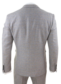 Traje de tres piezas de tweed a cuadros para hombre - Color crema