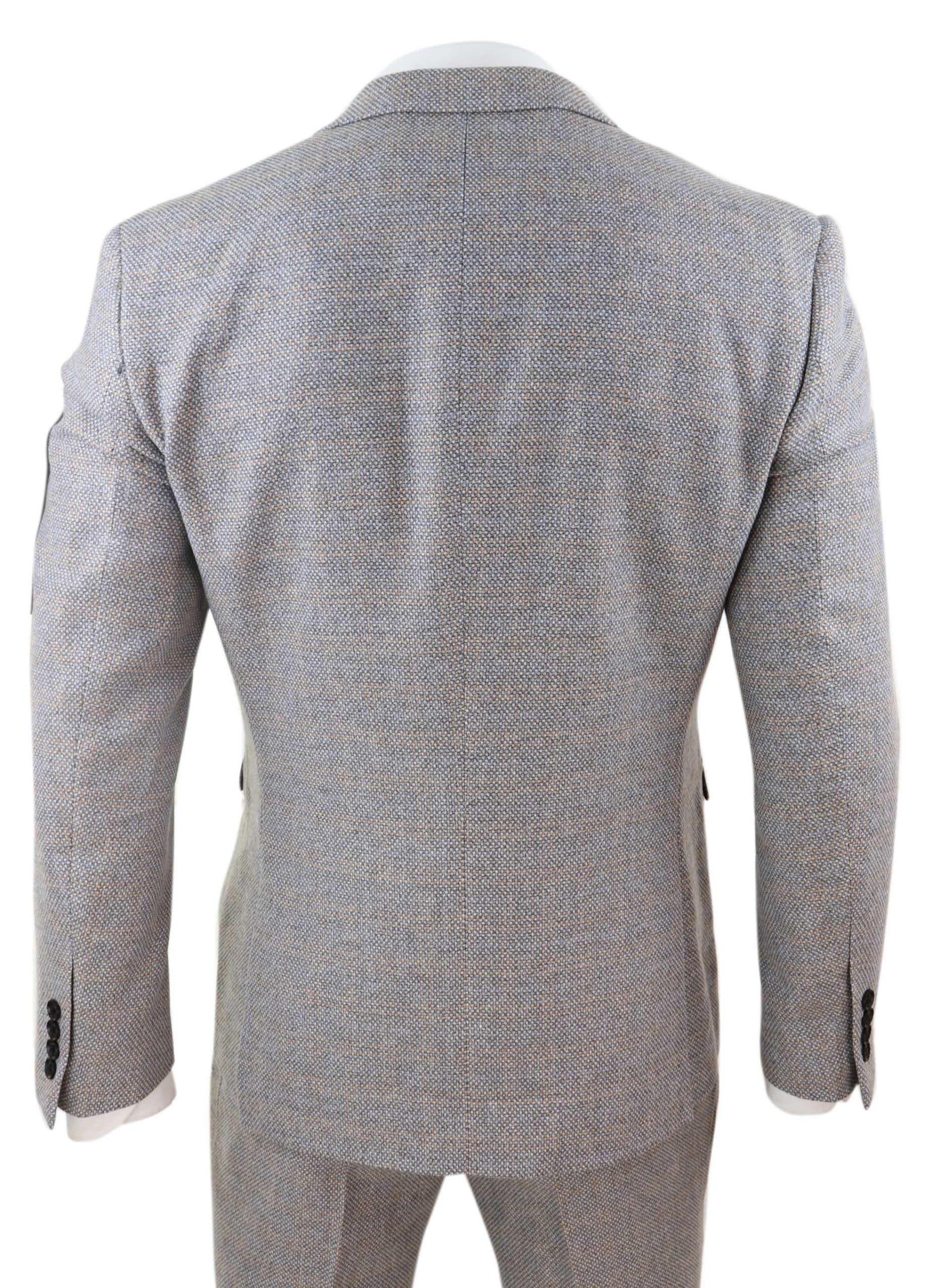 Traje de tres piezas de tweed a cuadros para hombre - Color crema