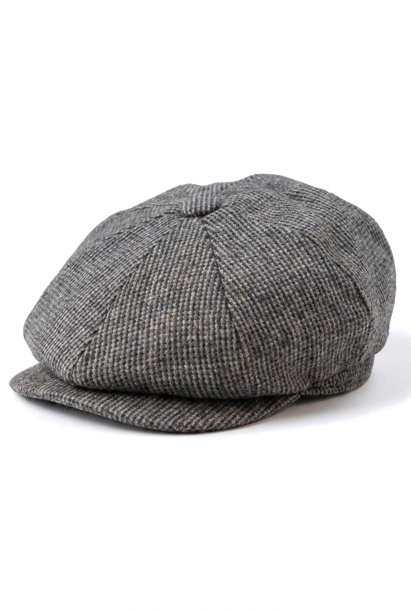 Gorra plana de hombre de 8 paneles estilo Baker Boy de lana tweed Shelby Newsboy, color gris.
