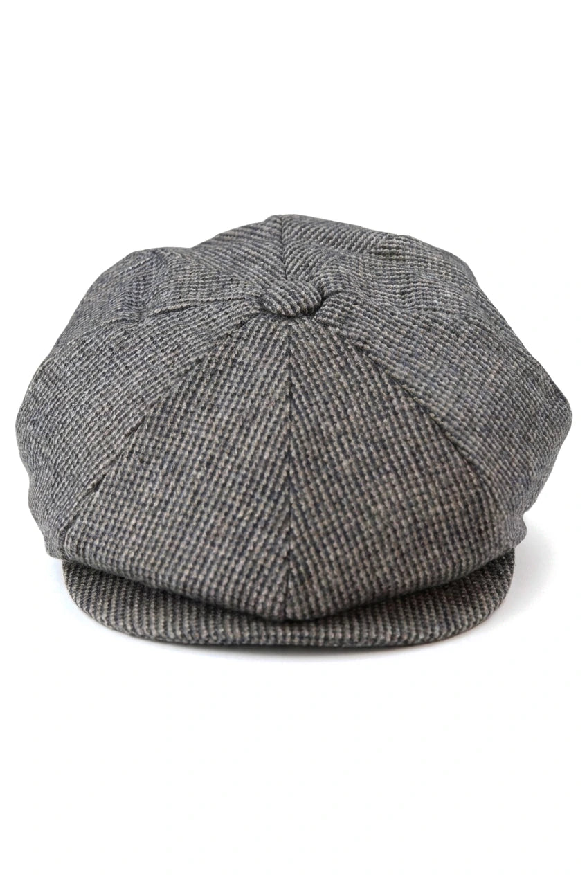 Gorra plana de hombre de 8 paneles estilo Baker Boy de lana tweed Shelby Newsboy, color gris.