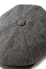 Gorra plana de hombre de 8 paneles estilo Baker Boy de lana tweed Shelby Newsboy, color gris.