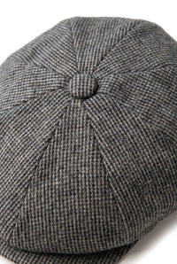 Gorra plana de hombre de 8 paneles estilo Baker Boy de lana tweed Shelby Newsboy, color gris.