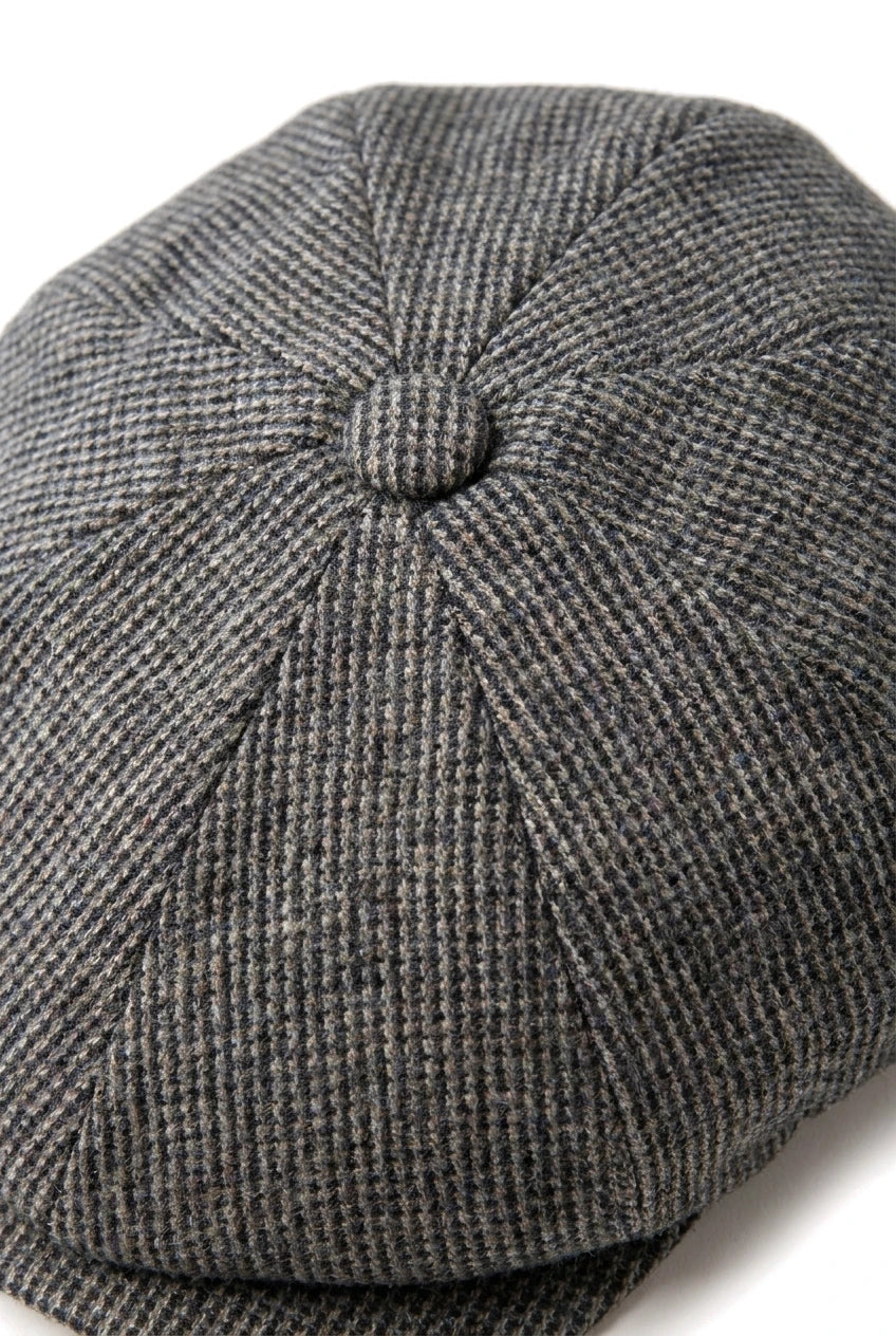 Gorra plana de hombre de 8 paneles estilo Baker Boy de lana tweed Shelby Newsboy, color gris.