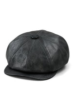 Gorra de hombre de 8 paneles estilo Baker Boy de cuero sintético, estilo Newsboy, plana, color negro.