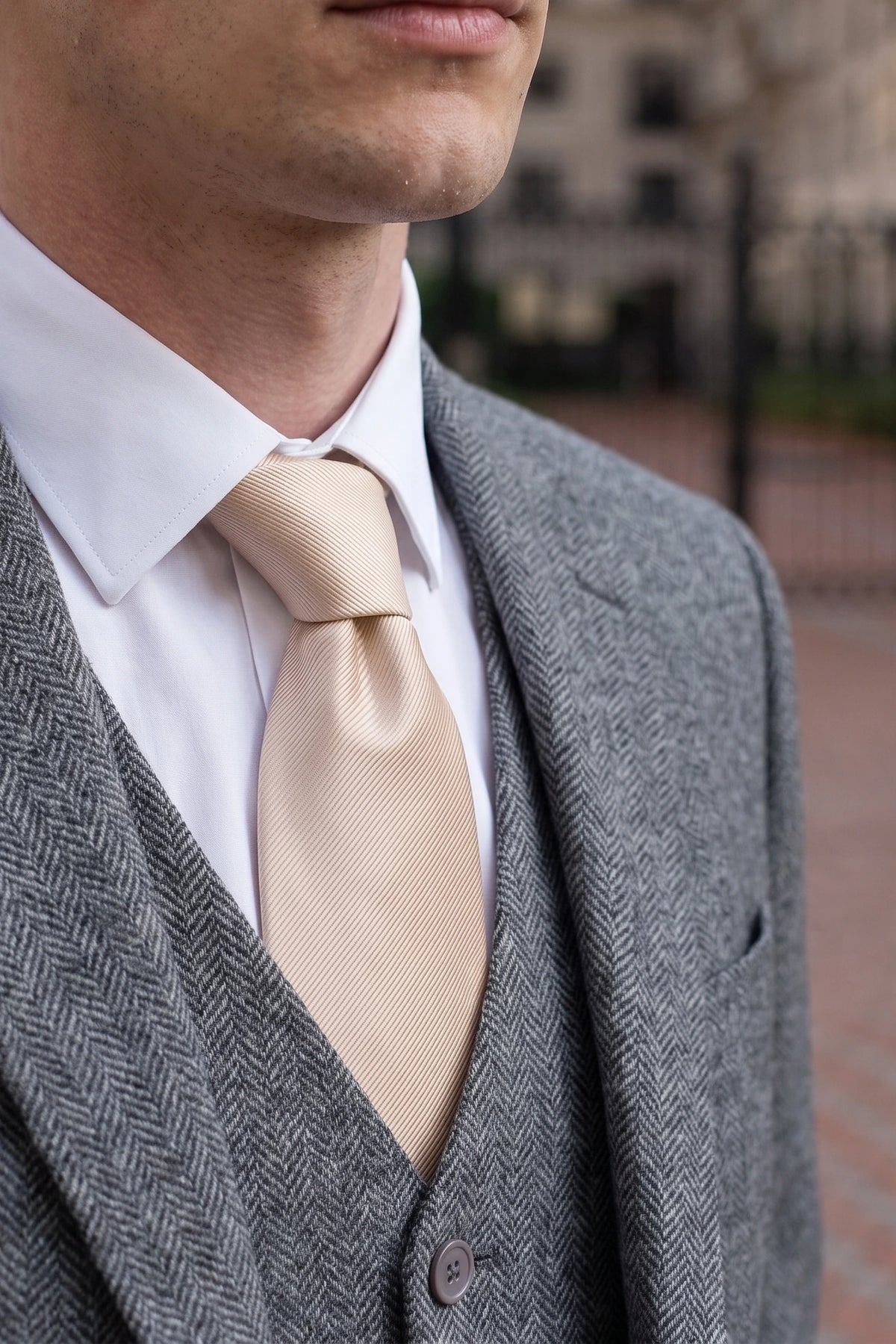 Corbata beige estampada para hombre