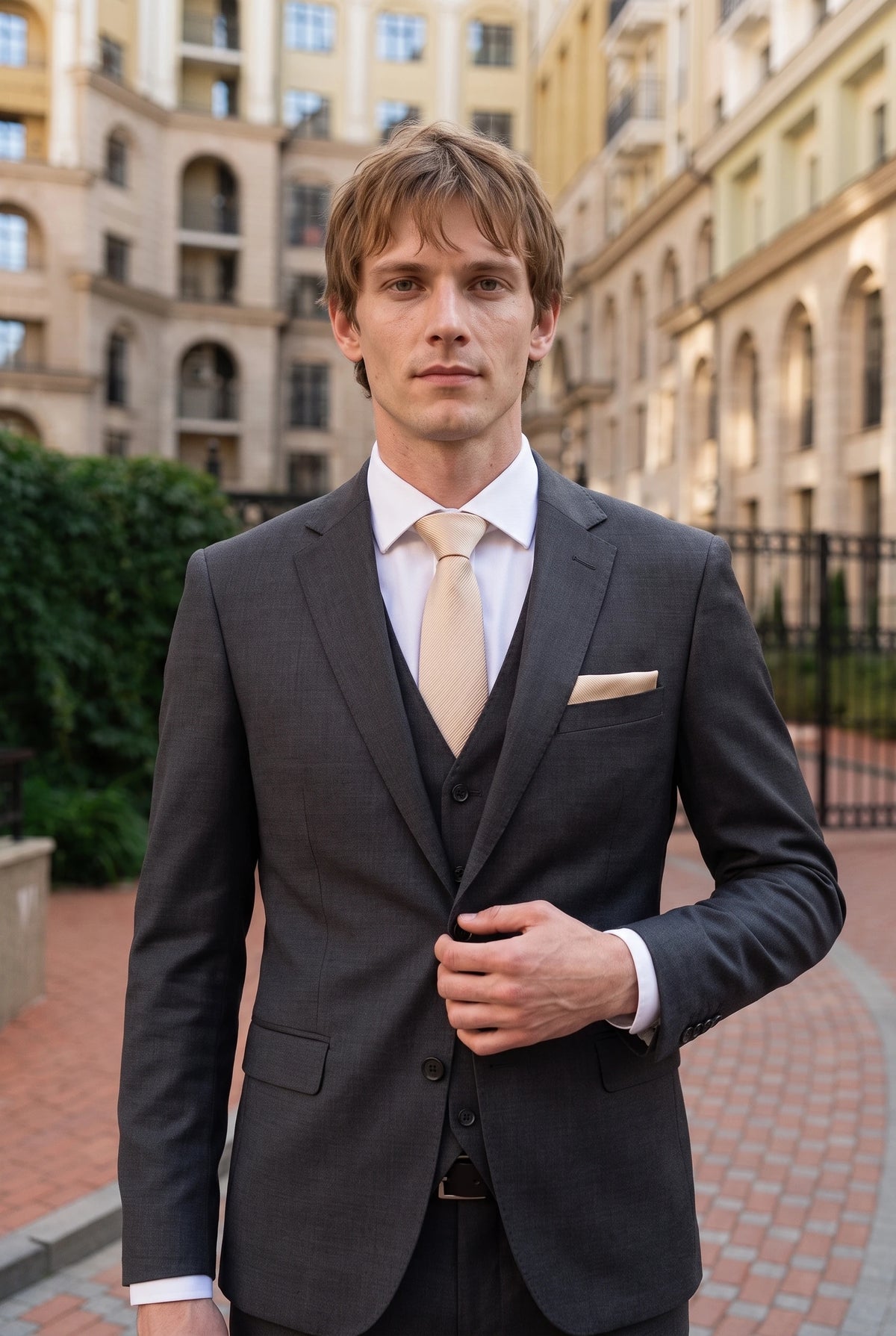 Corbata beige estampada para hombre