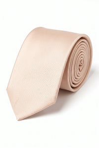 Corbata de hombre color beige liso, estrecha.