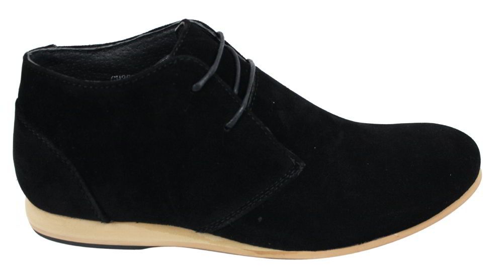 Botas de hombre negras, beige, marrón y azul marino, estilo desert boots, de ante, de caña alta, estilo Chelsea.