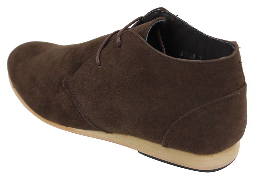 Botas de hombre negras, beige, marrón y azul marino, estilo desert boots, de ante, de caña alta, estilo Chelsea.