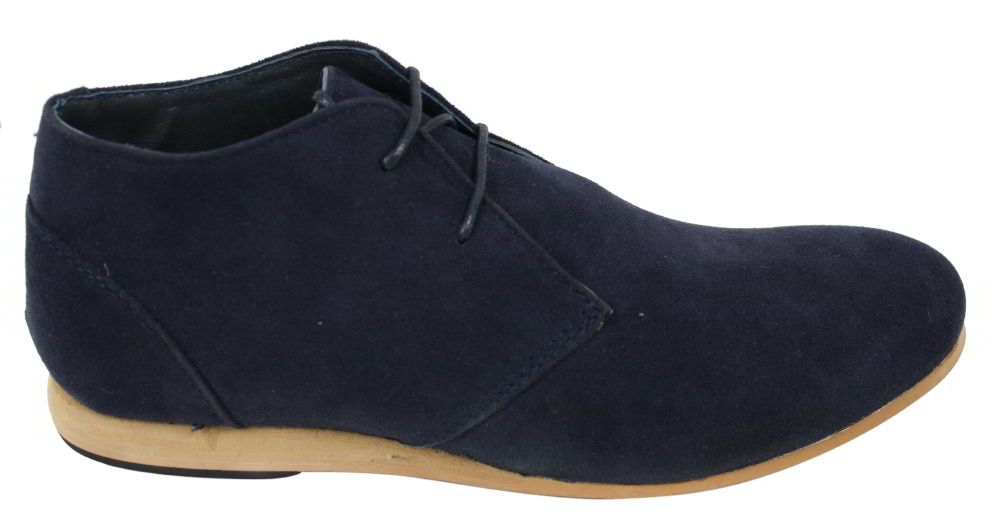 Botas de hombre negras, beige, marrón y azul marino, estilo desert boots, de ante, de caña alta, estilo Chelsea.