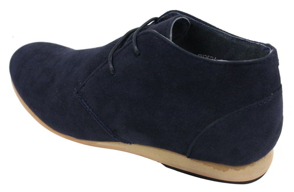 Botas de hombre negras, beige, marrón y azul marino, estilo desert boots, de ante, de caña alta, estilo Chelsea.