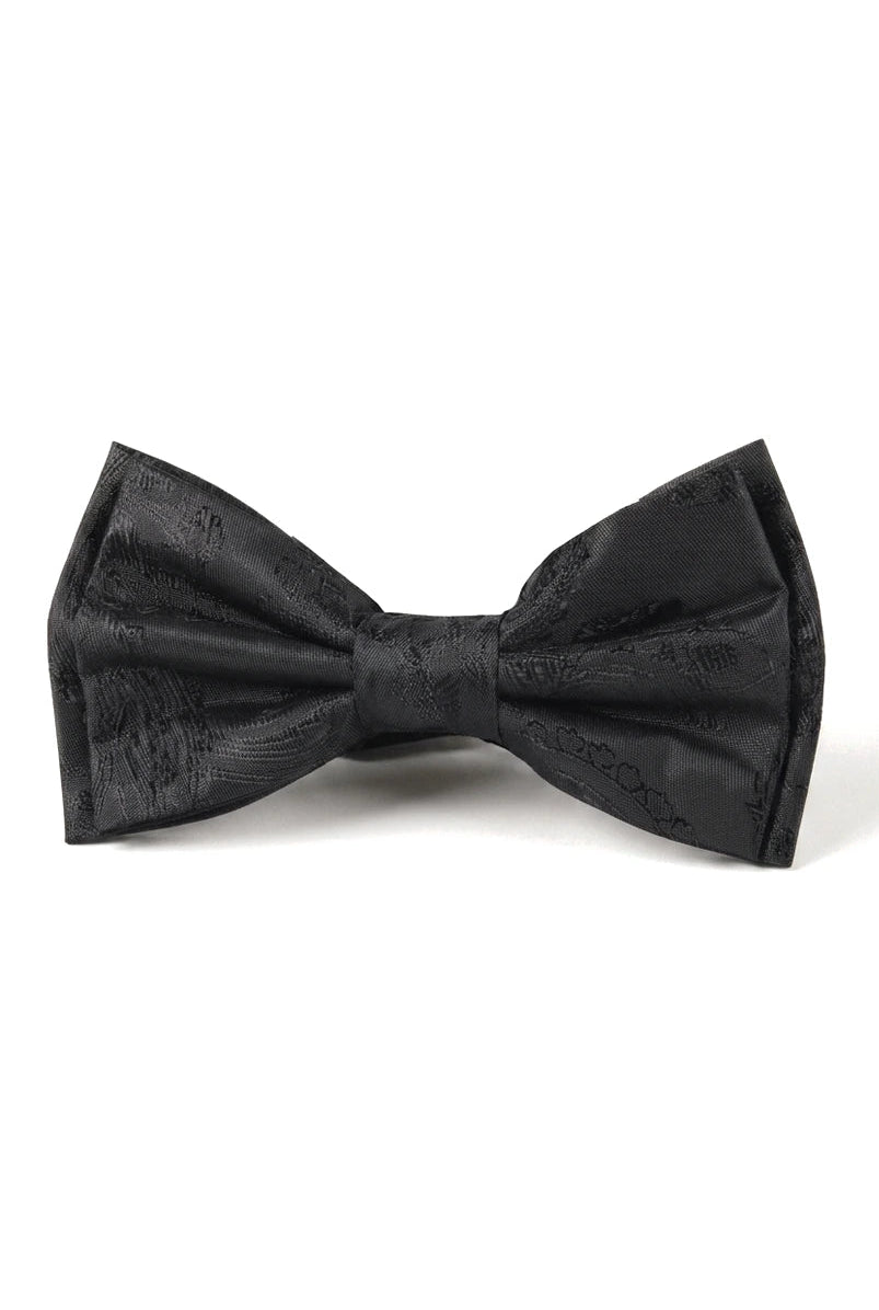 Set de regalo para hombre: pajarita negra, pañuelo de bolsillo y gemelos.