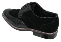 Zapatos brogue para hombre, estilo Gatsby Vintage, en ante negro y marrón con detalles de piel de serpiente.