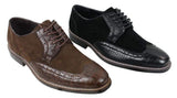 Zapatos brogue para hombre, estilo Gatsby Vintage, en ante negro y marrón con detalles de piel de serpiente.