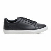 Zapatillas deportivas casuales de cuero negro con cordones para hombre