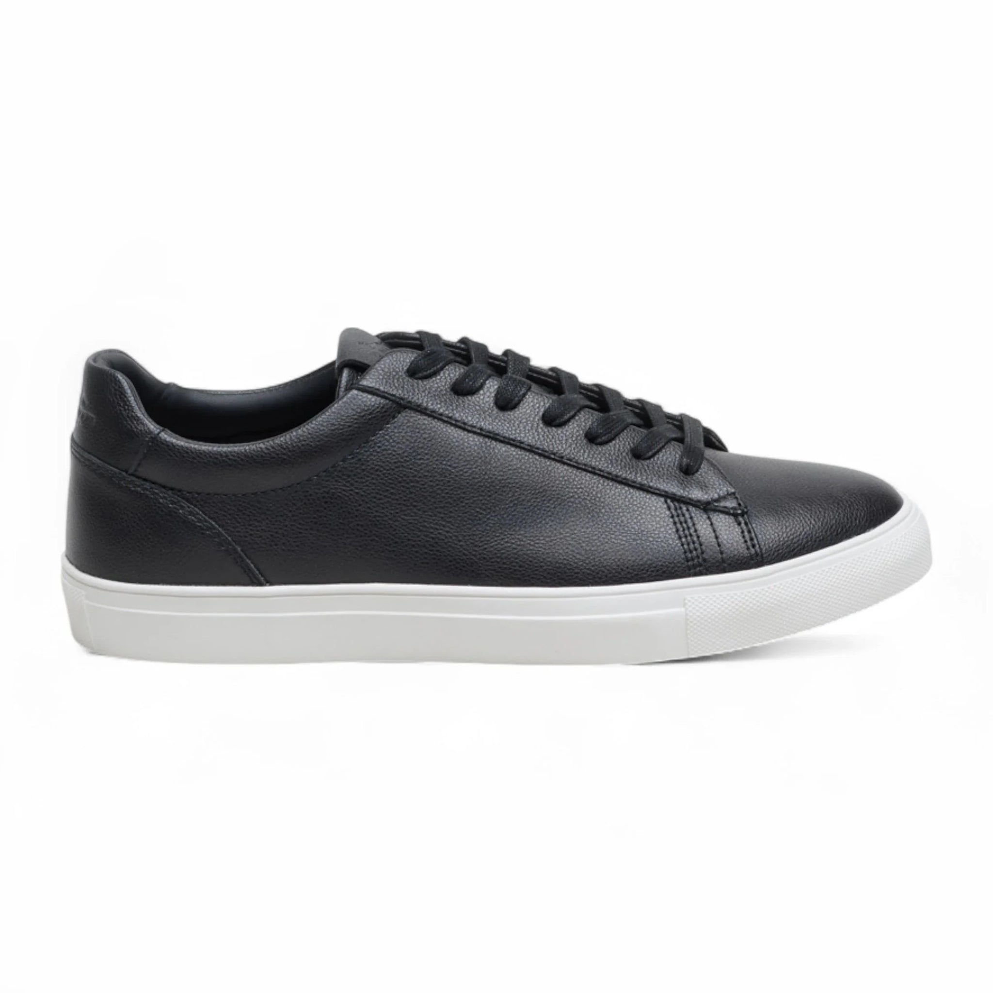 Zapatillas deportivas casuales de cuero negro con cordones para hombre