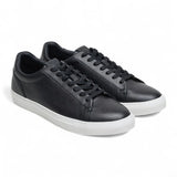 Zapatillas deportivas casuales de cuero negro con cordones para hombre