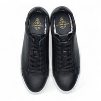 Zapatillas deportivas casuales de cuero negro con cordones para hombre