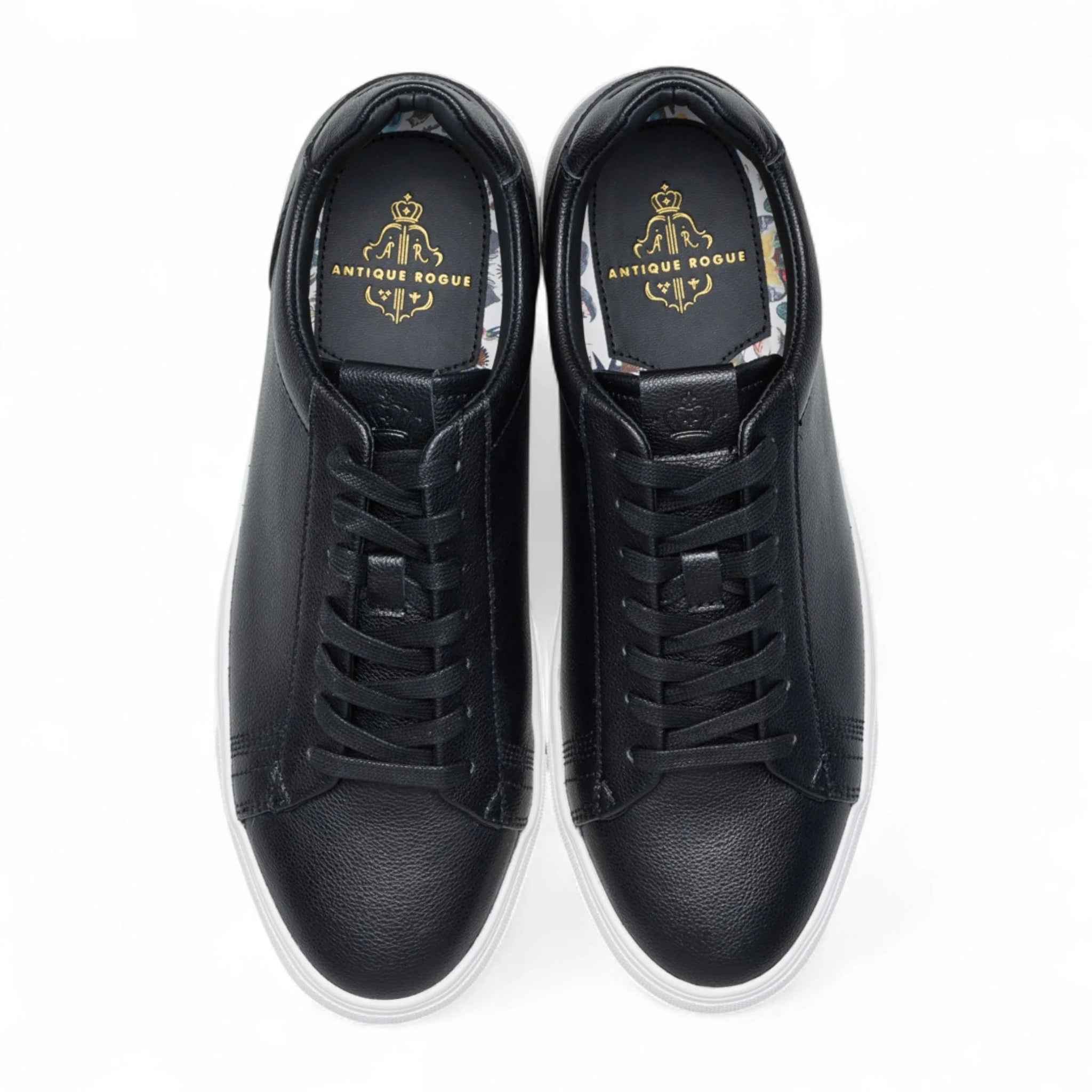 Zapatillas deportivas casuales de cuero negro con cordones para hombre