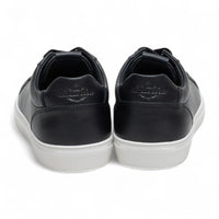 Zapatillas deportivas casuales de cuero negro con cordones para hombre